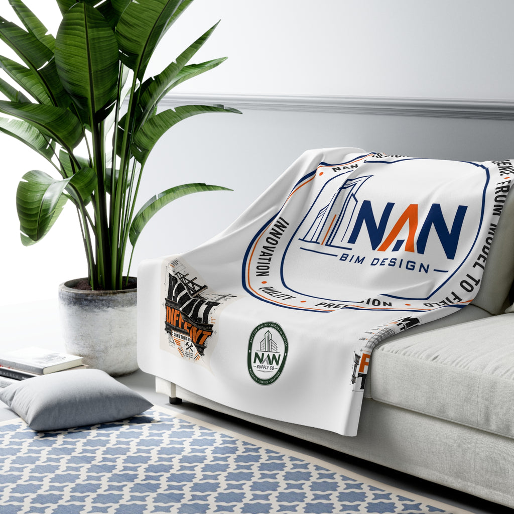 Sherpa Fleece Blanket — NAN BIM Design Logo Plush Throw for Construction Professionals