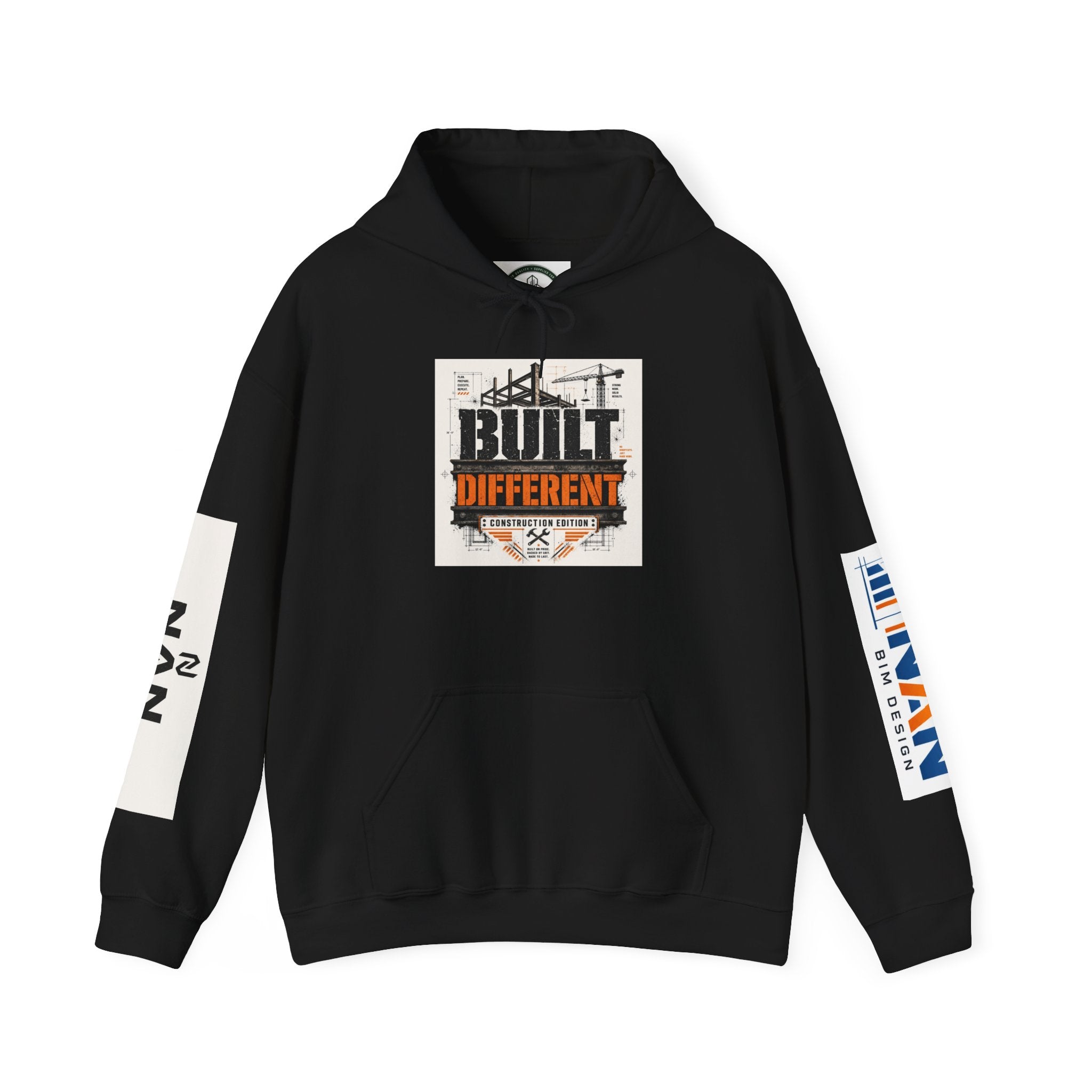Hoodie - "Built Different" Construction Crew Logo Hoodie