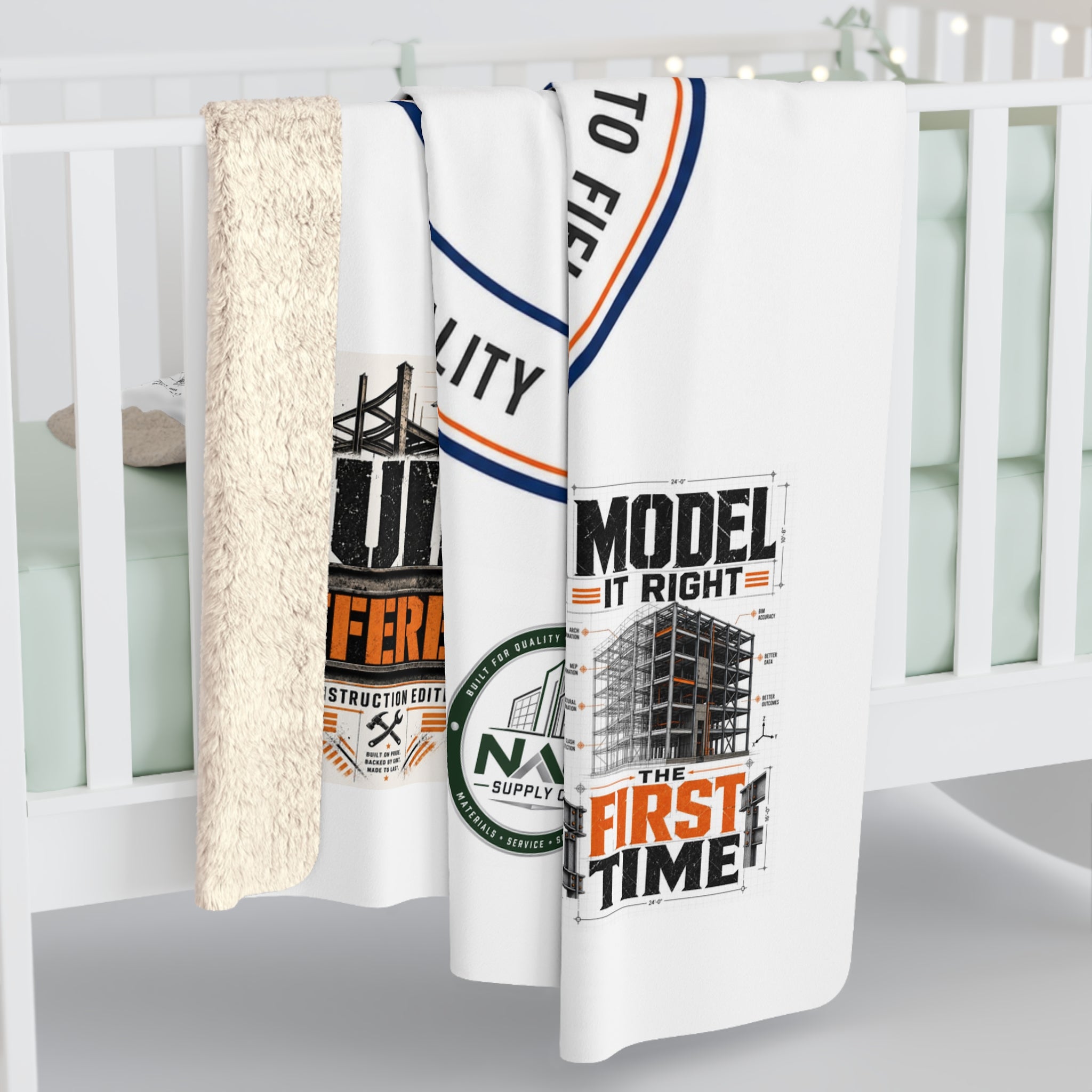 Sherpa Fleece Blanket — NAN BIM Design Logo Plush Throw for Construction Professionals